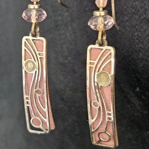 Art Deco Design Pink Earrings